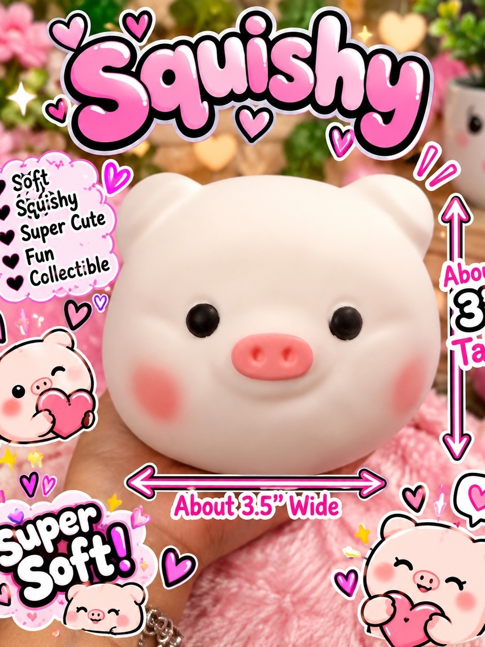 Cute Pig Stress Toy - White